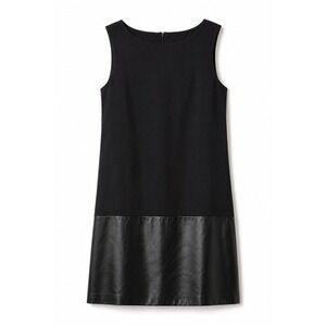 Montgomery Post Womens XL Black Faux Leather Trim Sleeveless‎ Shift Dress NWOT